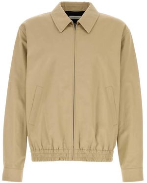 Saint Laurent Gabardine Zip-Up Jacket - Natural