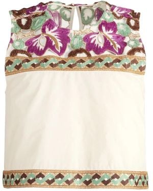 Marie Oliver Lorel Floral-Embroidered Sleeveless Top - Black