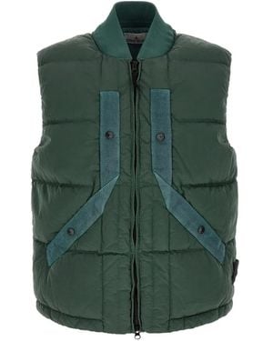Stone Island Chaleco Acolchado De Nylon Y Metal - Verde