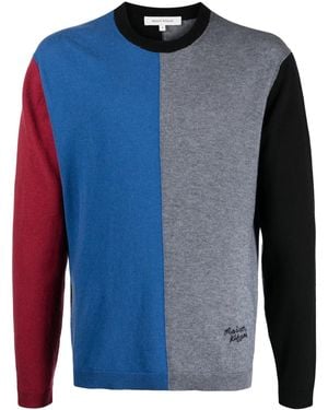 Maison Kitsuné Colour-Block Knitted Jumper - Blue