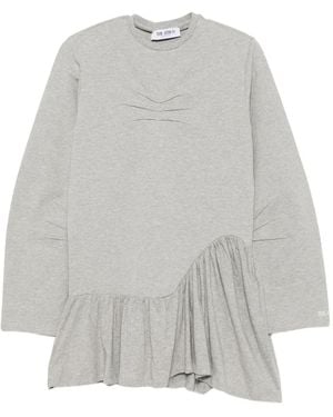 The Attico Pleated Long-Sleeve Mini Dress - Grey