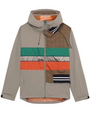 Kolor Contrasting-Panel Hooded Jacket - Gray