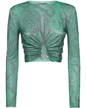 Philipp Plein Glass Crystal Embellishment T-Shirt - Green