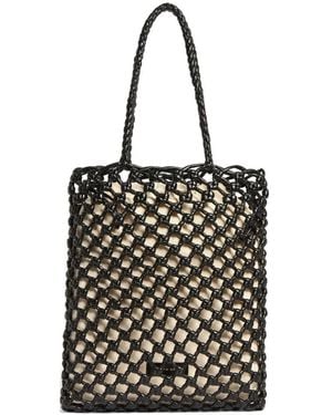 Liviana Conti Saphira Braided-Handles Net Bag - Black