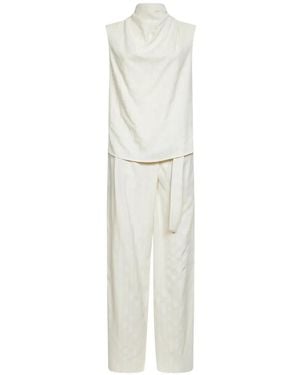 Brunello Cucinelli Sequin-Embellished Pinstriped Jumpsuit - White