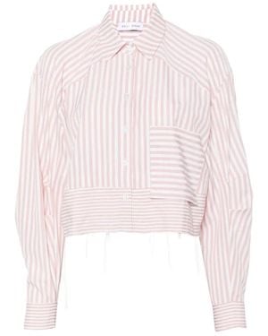 WEILI ZHENG Striped Cropped Shirt - Pink