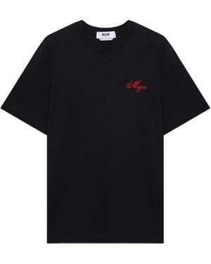MSGM Detail-Embroidery T-Shirt - Black