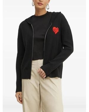 Karl Lagerfeld Heart-Embroidered Hooded Cardigan - Black