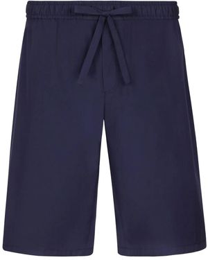 Dolce & Gabbana Cotton jogging Shorts With Logo Tag - Blue