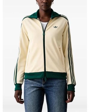 adidas Logo-Embroidered Striped Track Jacket - Natural