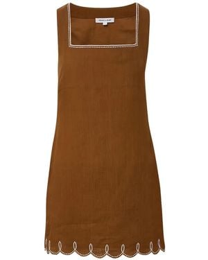 Veronica Beard Shanice Linen Mini Dress - Brown