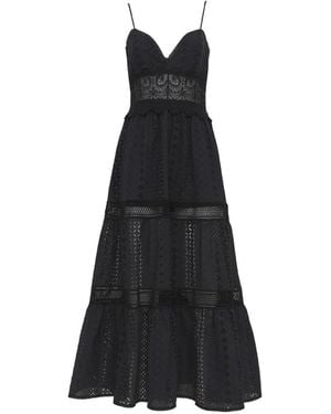 Loretta Caponi Demi Cotton Midi Dress - Black