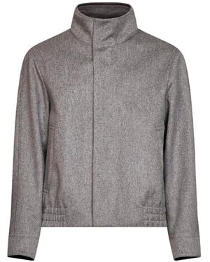 Lardini High-Neck Elasticated-Hem Jacket - Gray