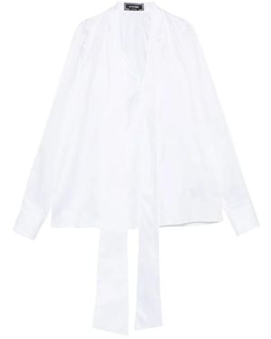 Styland Pussy-Bow Poplin Blouse - White