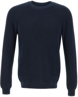 Diktat Gerippter Pullover mit Raglanärmeln - Blau