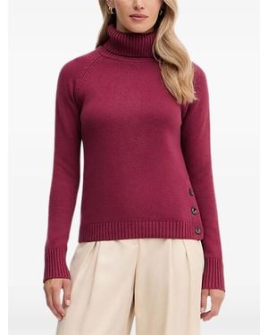 Silvian Heach Button Roll-Neck Jumper - Red
