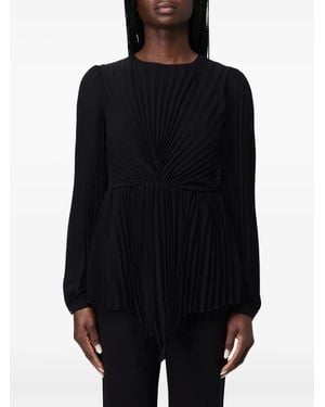 Twinset Pleated Twist-Front Top - Black