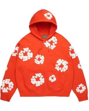 DENIM TEARS Wreath Cotton Hoodie - Red