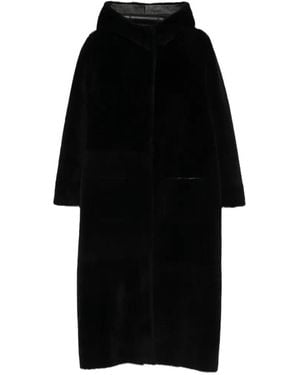 Simonetta Ravizza Hooded Shearling-Lined Coat - Black