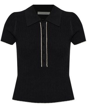 By Malene Birger Benita Ribbed-Knit Polo Shirt - Black