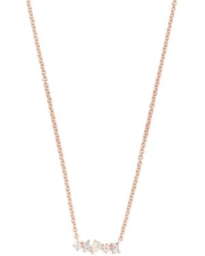 EF Collection 14Kt Rose Mini Bar Diamond Necklace - White