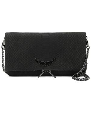 Zadig & Voltaire Snakeskin Chain Shoulder Bag - Black