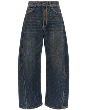 GIUSEPPE DI MORABITO Rhinestone-Embellished Barrel-Leg Jeans - Blue