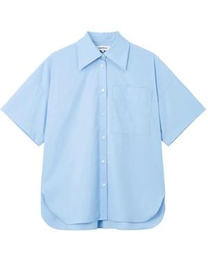Enfold Short-Sleeved Box-Pleat Shirt - Blue