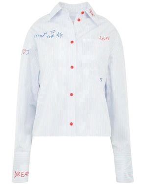 Mira Mikati Embroidered Striped Shirt - White