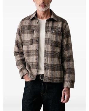Lindbergh Check-Pattern Button-Down Shirt Jacket - Grey