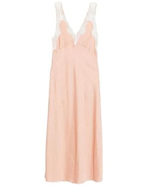 Sandro Lace-Trim Rhinestone-Embellished Midi Dress - White