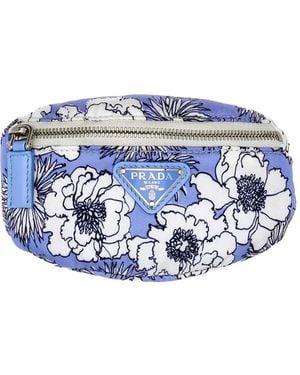 Prada Floral-Print Wrist Pouch - Blue