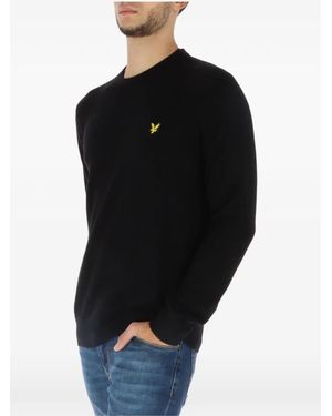 Lyle & Scott Embroidered-Logo Crew-Neck Sweater - Black