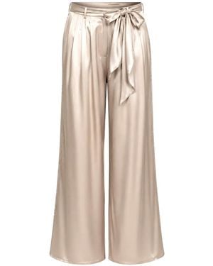 Max & Moi Barni Satin-Finish Bow-Detail Trousers - Natural