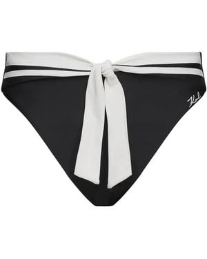 KARL LAGERFELD Slip Bikini Signature Con Bordo A Contrasto - Nero