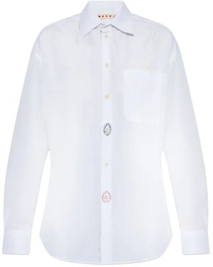 Marni Embroidered-Detail Cotton Shirt - White