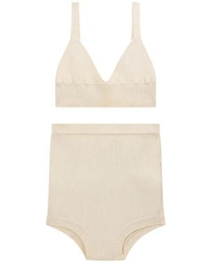 Valentino Garavani Ribbed Briefs Bra Set - White