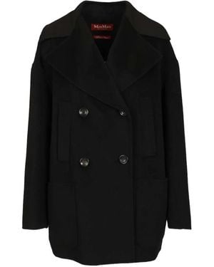 Max Mara Double-Breasted Notch-Lapel Coat - Black