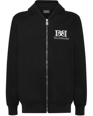 Billionaire Logo-Print Zip-Up Hoodie - Black