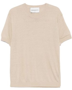 Amaranto Linen-Blend T-Shirt - Natural