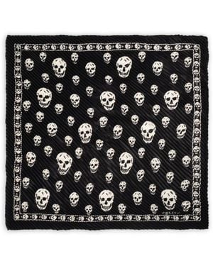 McQueen Skull-Print Plissé Scarf - Black