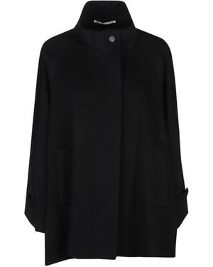 Tagliatore Leila High-Neck Cape Jacket - Black