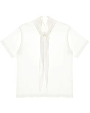 Carven Katoenen T-Shirt Met Sjaalkraag - Wit