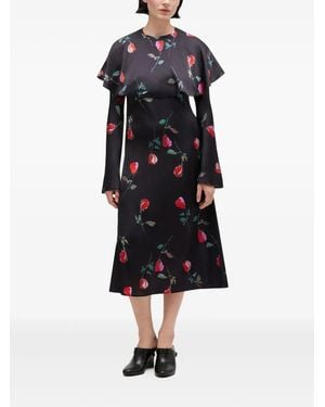 Ganni Ruffled Floral Dress - Blue