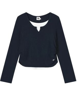 B+ AB T-Shirt Met Ruches En Gelaagd Detail - Blauw