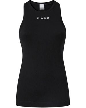 Pinko Ribbed Logo Top - Black