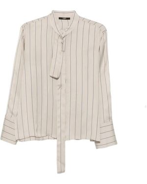 Seventy Pinstripe-Pattern Pussy-Bow Blouse - White