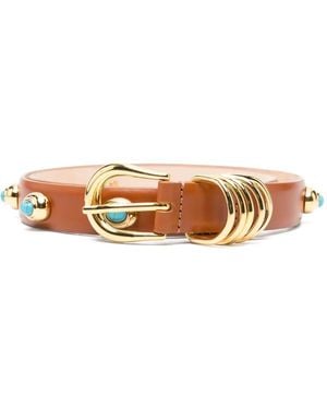 DEHANCHE The Hollyhock Stone Leather Belt - White