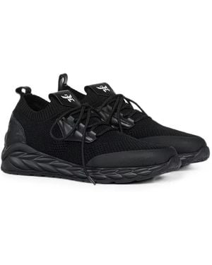 MCM Logo-Patch Knit Trainers - Black