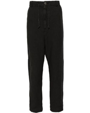 Poeme Bohemien Linen Straight Trousers - Black